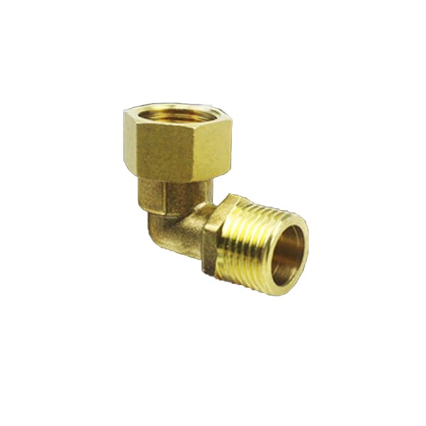 Messing 90° Gevindadapter, 1/2" Han-Hunner-Han Rørkobling