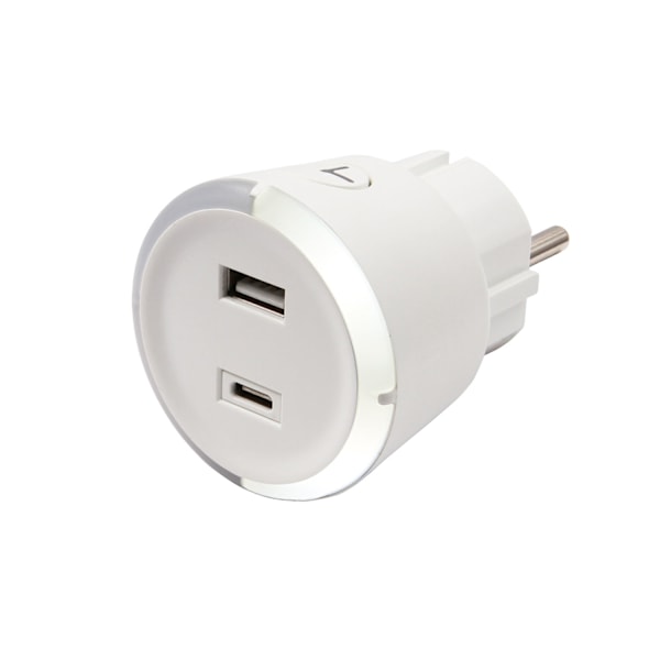 Säkerhetstimer USB A+C 1-4 3.4A Vit