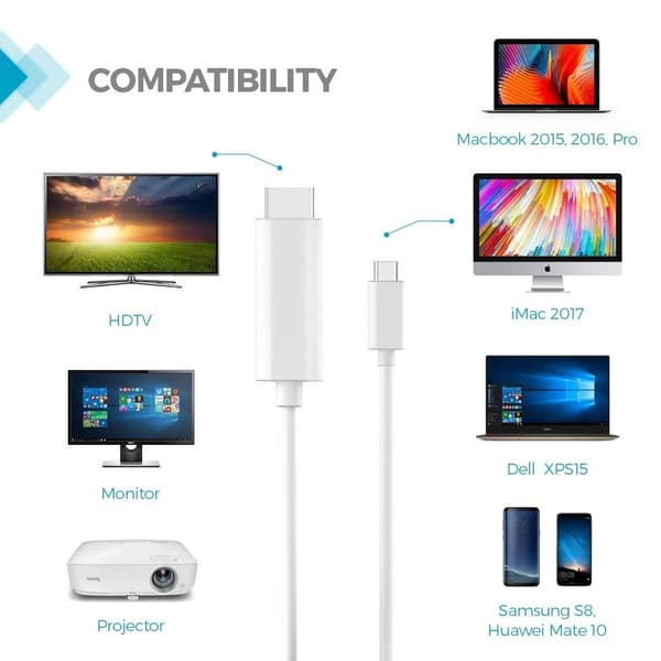 USB-C til HDMI kabel 4K UHD 2 meter