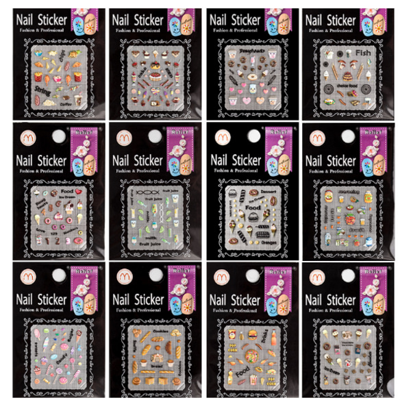 5D Nail Art Stickers 12 ark MultiColor