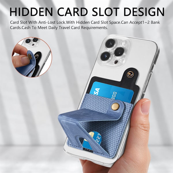 Universal Phone Card Holder Sticker Multi-Angle Stand Multi Card Slots Blå