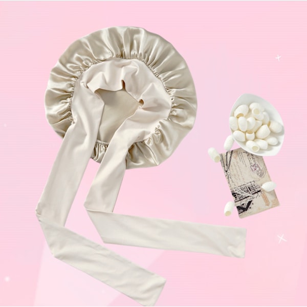 INF Sovehætte i 100 % Mulberry Silke til kvinder Beige