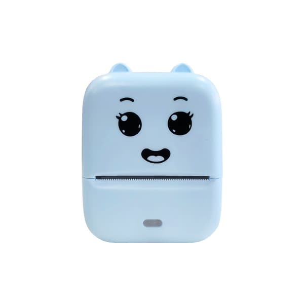 Mini Bluetooth termisk etiketprinter med 5 selvklæbende ruller, 5 papirruller, 203dpi og trådløs udskrivning Blue Blue