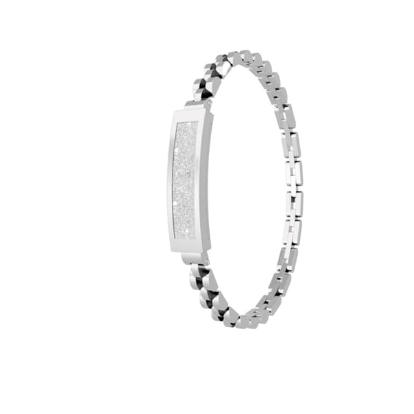 Smartarmbånd med skridttælling og Bluetooth, skærmfri ædelstenskæde, magnetisk opladning og design i rustfrit stål Silver Silver
