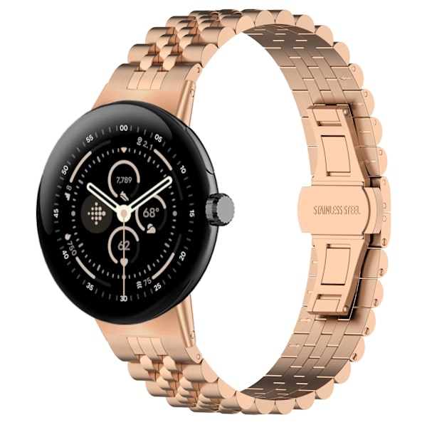 Google Pixel Watch3 45 mm rem i rustfrit stål Rose guld