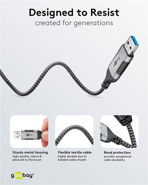 Ethernet-kabel USB-A 3.0 til RJ45, Slim, 3 m