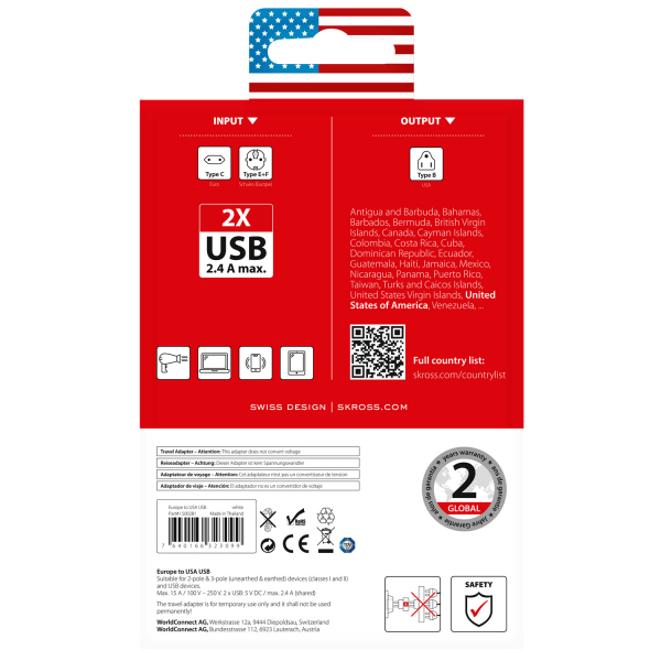 SKROSS El-Adapter USB USA/JP mfl