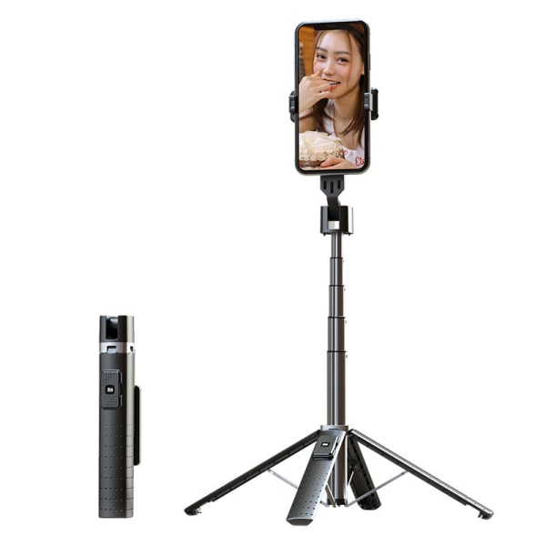 INF Mobilstativ selfie stick med trådløs Bluetooth fjernbetjenin Sort