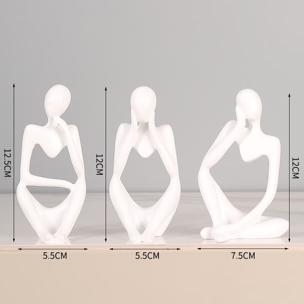 Abstrakte figurornamenter - sæt med 3 White White