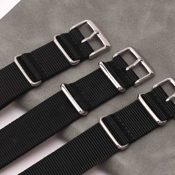Erstatningsurrem nylon urrem 18 mm Sort