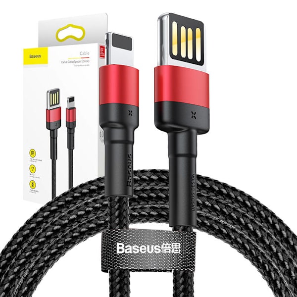 Baseus Cafule Dubbelsidig USB Lightning-kabel 2,4A 1m (svart+röd)
