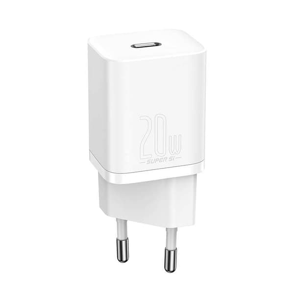 Baseus Super Si Snabbladdare 1C 20W med USB-C-kabel för Lightning 1m (vit)