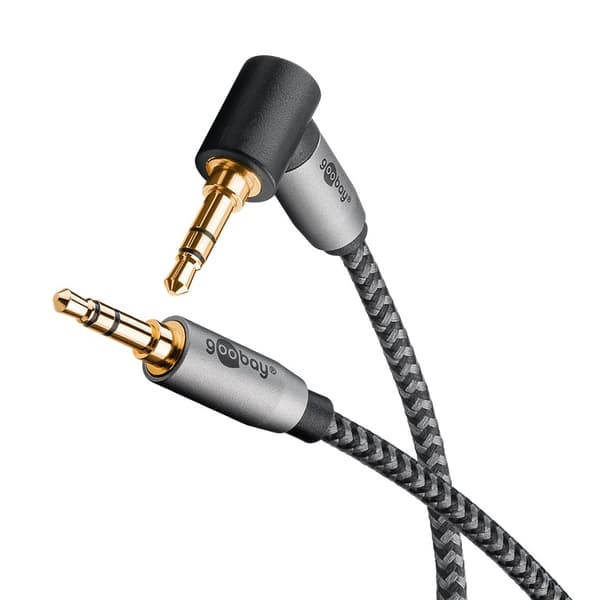 Audioliitäntäkaapeli AUX, 3,5 mm stereo, 90°, 3 m