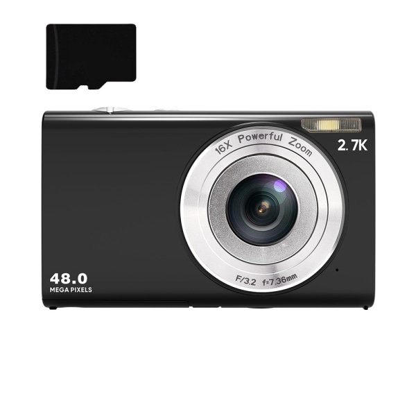 INF Digitalkamera 48MP 2,7K FHD 16X digital zoom, webcam, autofo Svart
