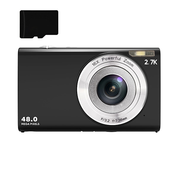 INF Digitalkamera 48MP 2,7K FHD 16X digital zoom, webcam, autofokus Svart