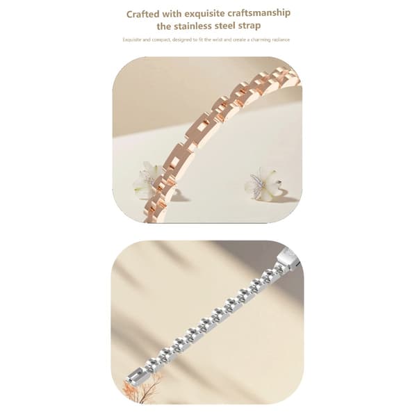 Smart armbånd med Bluetooth-datasynkronisering, skridttælling, skærmfrit design i rustfrit stål og magnetisk opladning til hverdagen Black + Silver Black + Silver