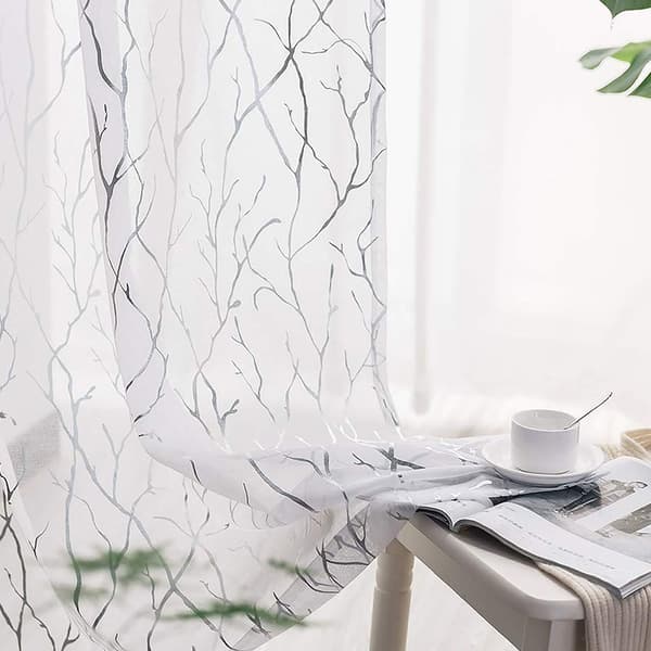Set med 2 Konst Trädgren Silver Varmstämpling Skira Gardiner - Stångficka White S White S