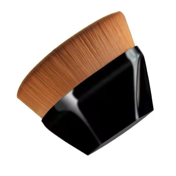 Large Black Makeup Brush 2-Pack - Soft Synthetic Fibers + PC Handle, Flat Top Foundation & Concealer Brush