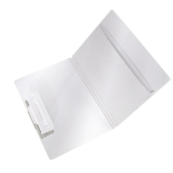Sammenfoldeligt A5-clipboard med rem og penneholder til elevark, kontordokumenter, skrivning og tegning White White
