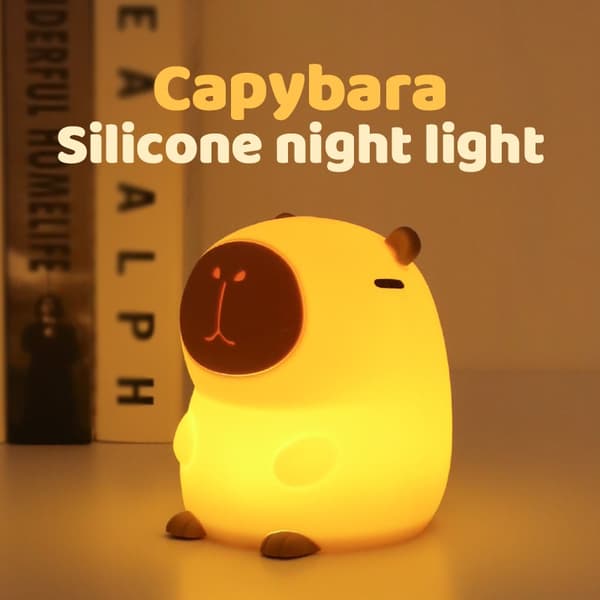 Capybara Natlampe - Blød Silikone LED Sengelampe med Touch Sensor og Timer