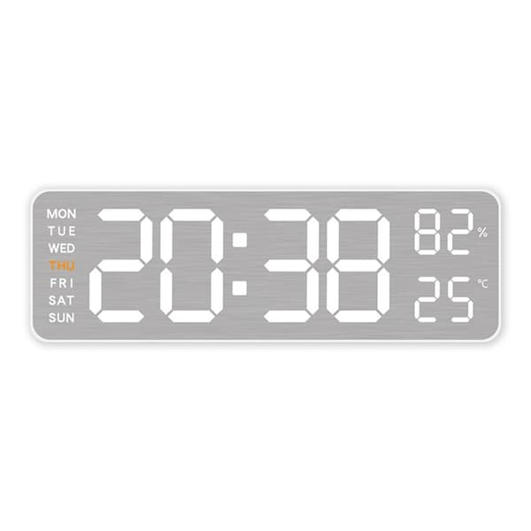 LED digital väckarklocka med termometer, månfas, kalender och nedräkning för sovrum och kontor – kompakt ABS-design White White