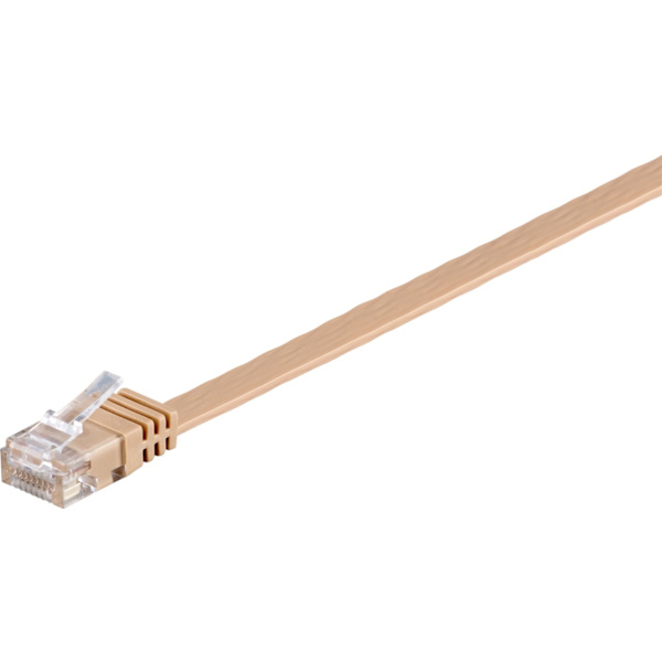 CAT 6 platt patchkabel, U/UTP, ljusbrun