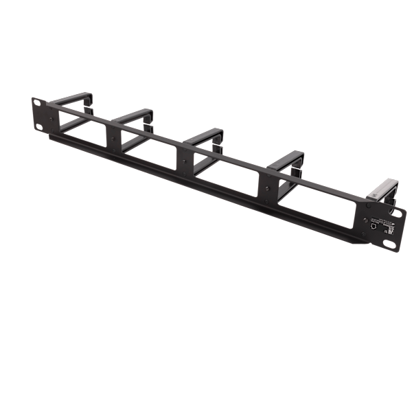 19" Cable panel, 1U, 5 brackets, cable management, black