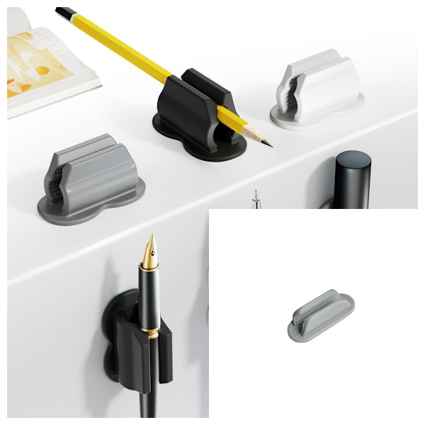 Silikone Pen Holder Clips - 2-pak Grå
