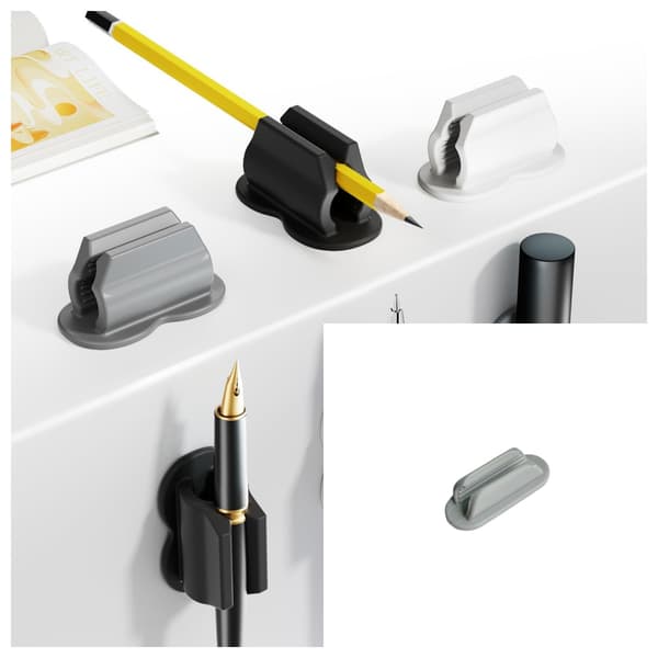 Silikone Pen Holder Clips - 2-pak Grey Grey