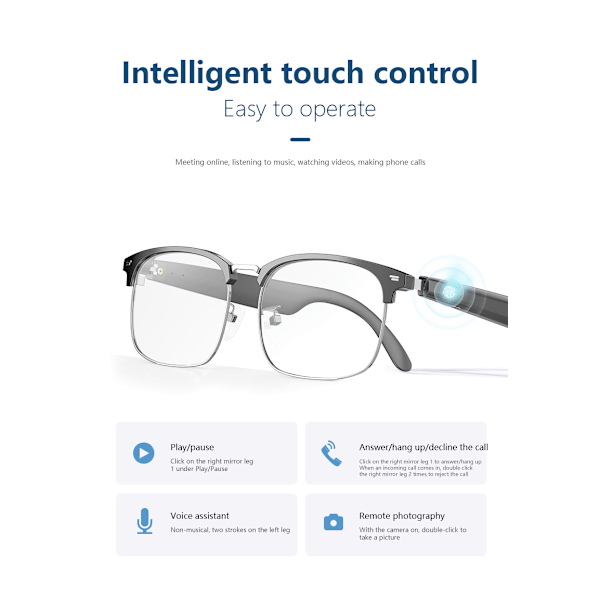 Smart Touch Oversættelse Bluetooth Briller