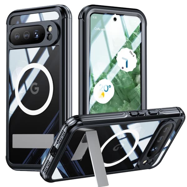 Google Pixel 9A magnetisk cover med 9H hærdet glas bagside Grey Grey
