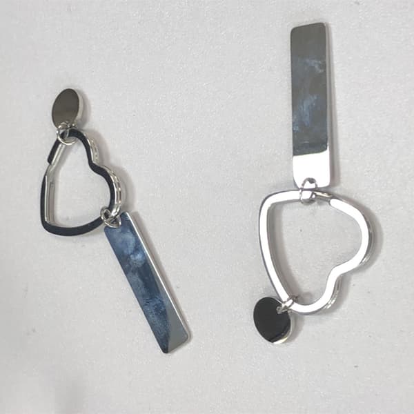 2-pack hjärtformad DIY-nyckelring i rostfritt stål Silver Silver