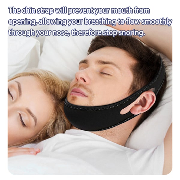 Snorkebånd / hagerem mod snorken Sort