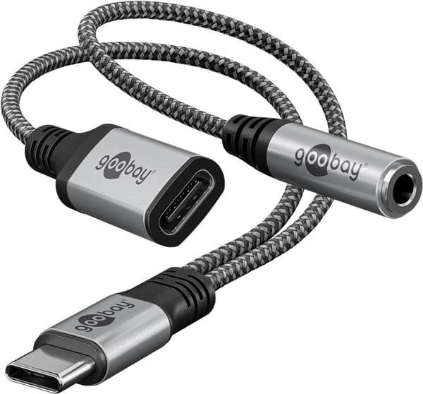 Sovitin USB-C™–USB-C™ ja 3,5 mm AUX-liitäntä