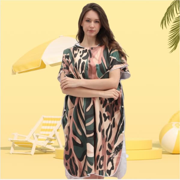 Adult Quick-Dry Microfiber Changing Poncho Robe for Beach Swimming and Diving
