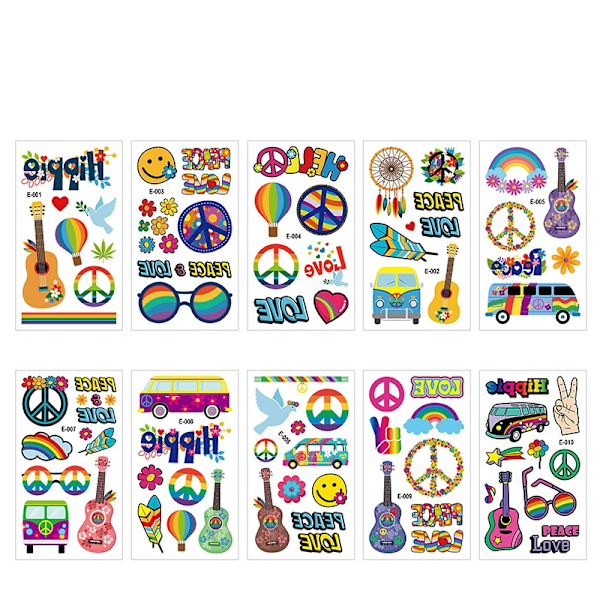 Hippie Tillfälliga Tatueringar (Set med 10) C