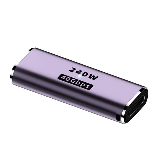 240W Multifunktionel Adapter: 240W 40Gbps USB-C Hun til Hun Stik - Lilla