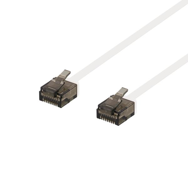U/UTP Cat6a patch cable, flat, 0.15m, 1mm thick, white