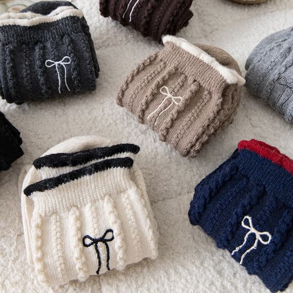 7 Par Uldsokker - Sort, Kaffe, Khaki, Blå, Creme, Lysegrå, Mørkegrå - Termiske, Åndbare, Broderede Mid-Calf Sokker