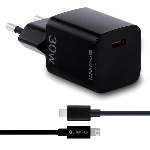 Laddare 30W + USB-C till Lightning Kabel Svart