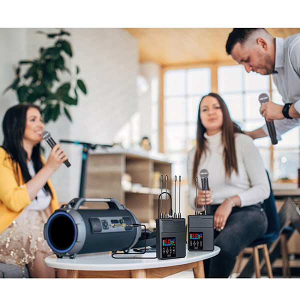 Trådlöst mikrofonsystem med Anti-Howling och Reverb