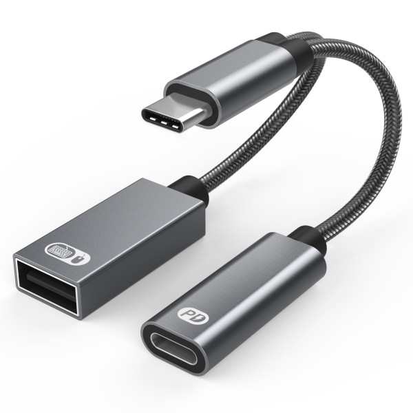INF USB-C (han) til USB (hun) + USB-C PD ladestik og OTG adapter