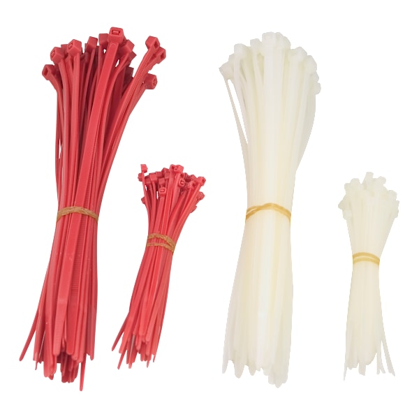 Cable ties, 100mm & 200mm, 200-pack, red/white