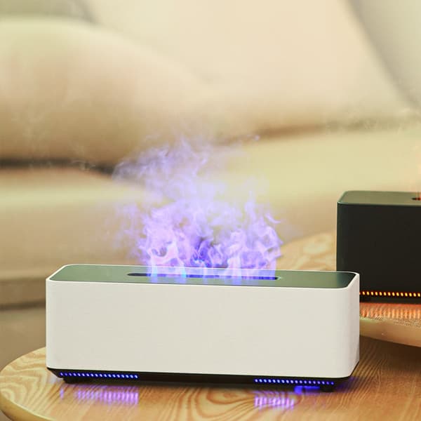 Flamme Aroma Diffuser Luftfugter: Simuleret Vulkan med Æterisk Olie Kompatibilitet White White