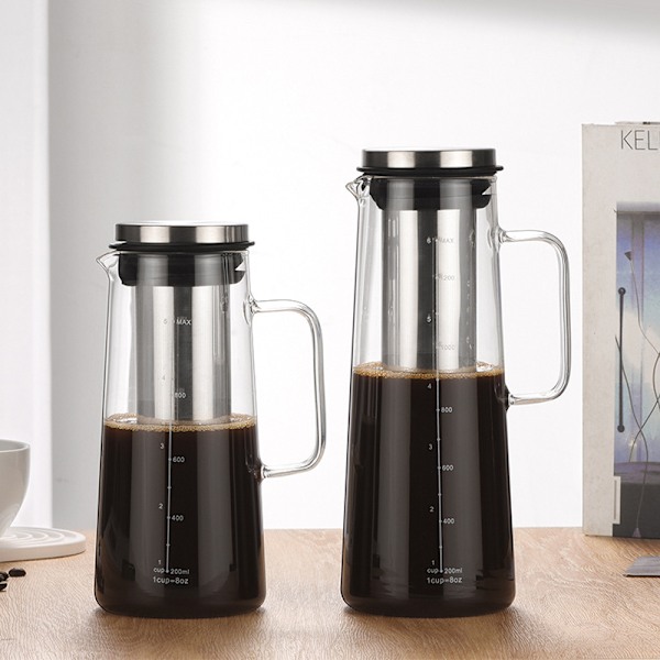 1000ML Lasinen Cold Brew -kahvinkeitin kahvalla