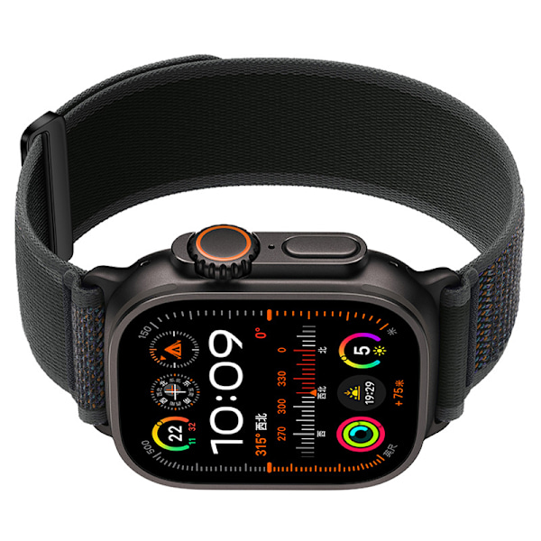 Nylon Klockarmband Kompatibla med Apple Watch - Ventilerande Sport Loop-band för iWatch Series 8/7/6/5/4/3/2/1/SE/Ultra Svart L