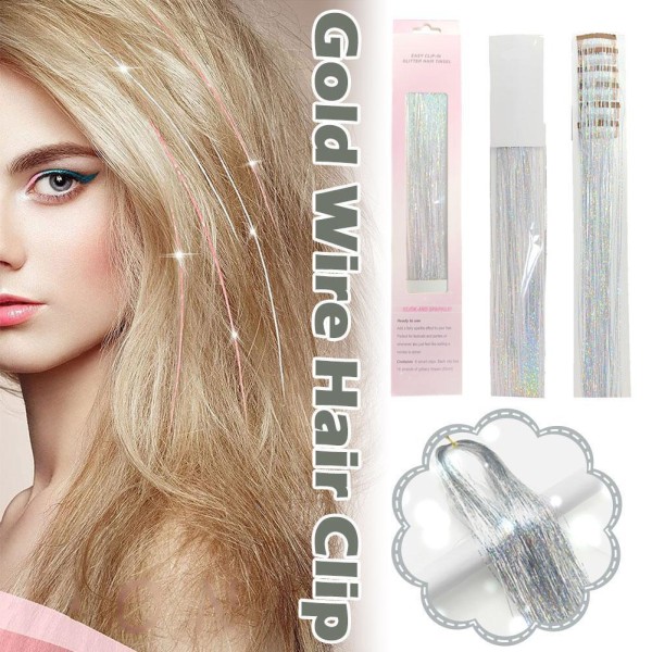 Clip-in Hair Extensions 6-pak Sølv