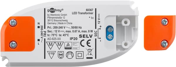 LED-transformator 12 V (DC) (DC), 8 W