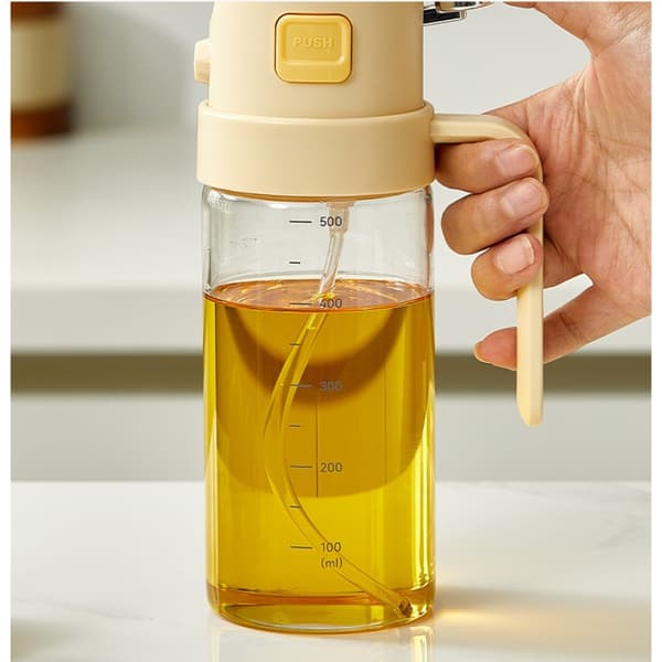 500ML Køkken Glas Oliesprøjte - Dobbeltfunktionel Oliedispenser til Sund Madlavning Yellow Yellow