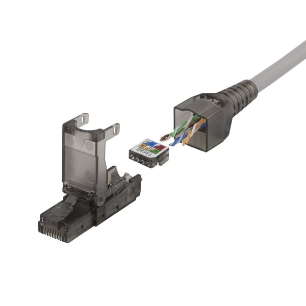 RJ45 plug Cat6A, unshielded, tool-less, grey